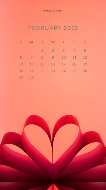 February 2022 Calendar iPhone Valentines Day Backgrounds.