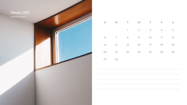 February 2022 aesthetic calendar wallpaper for desktop (2).