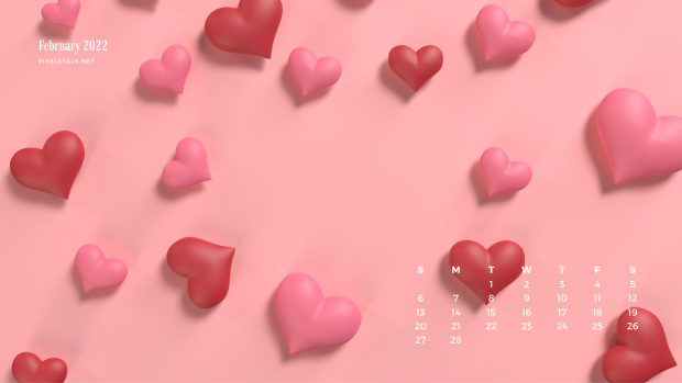 February 2022 calendar Heart wallpaper (1).
