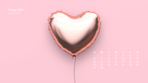 February 2022 calendar Heart wallpaper  for PC.