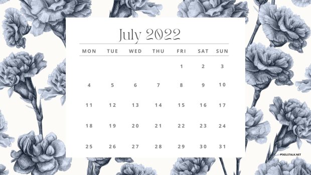 Flower Aesthetic July 2022 Calendar Wallpaper HD.
