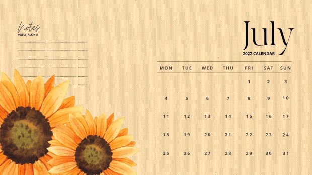 Flower July 2022 Calendar Wallpaper HD.