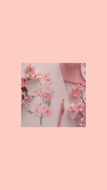 Flower Light Pink Aesthetic Background.