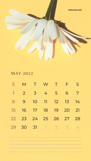 Flower May 2022 Calendar iPhone Wallpaper Images.