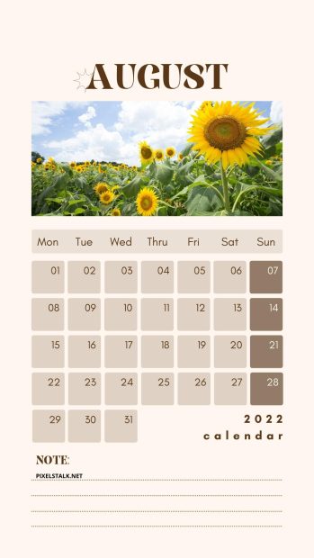 Free download August 2022 Calendar iPhone Picture.