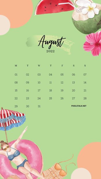 Free download August 2022 Calendar iPhone Wallpaper.