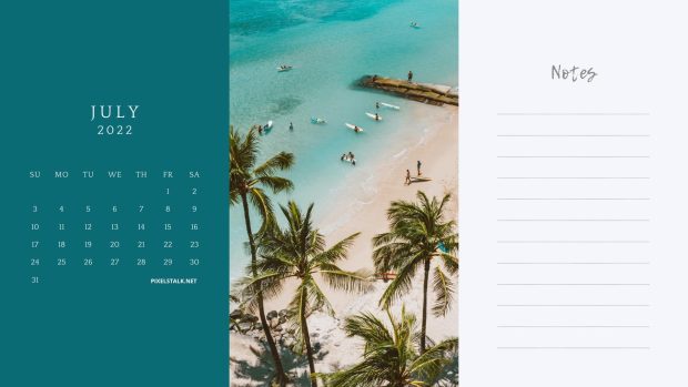 Free download July 2022 Calendar Wallpaper.