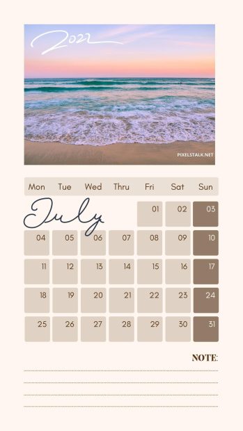 Free download July 2022 Calendar iPhone Image.