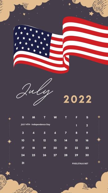 Free download July 2022 Calendar iPhone Wallpaper.