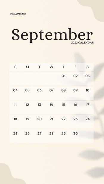 Free download September 2022 Calendar Iphone Wallpaper HD.