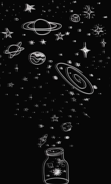 Galaxy Cute Black HD Wallpaper For iPhone.