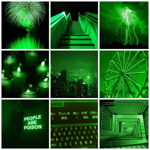 Green Background Aesthetic Collage.