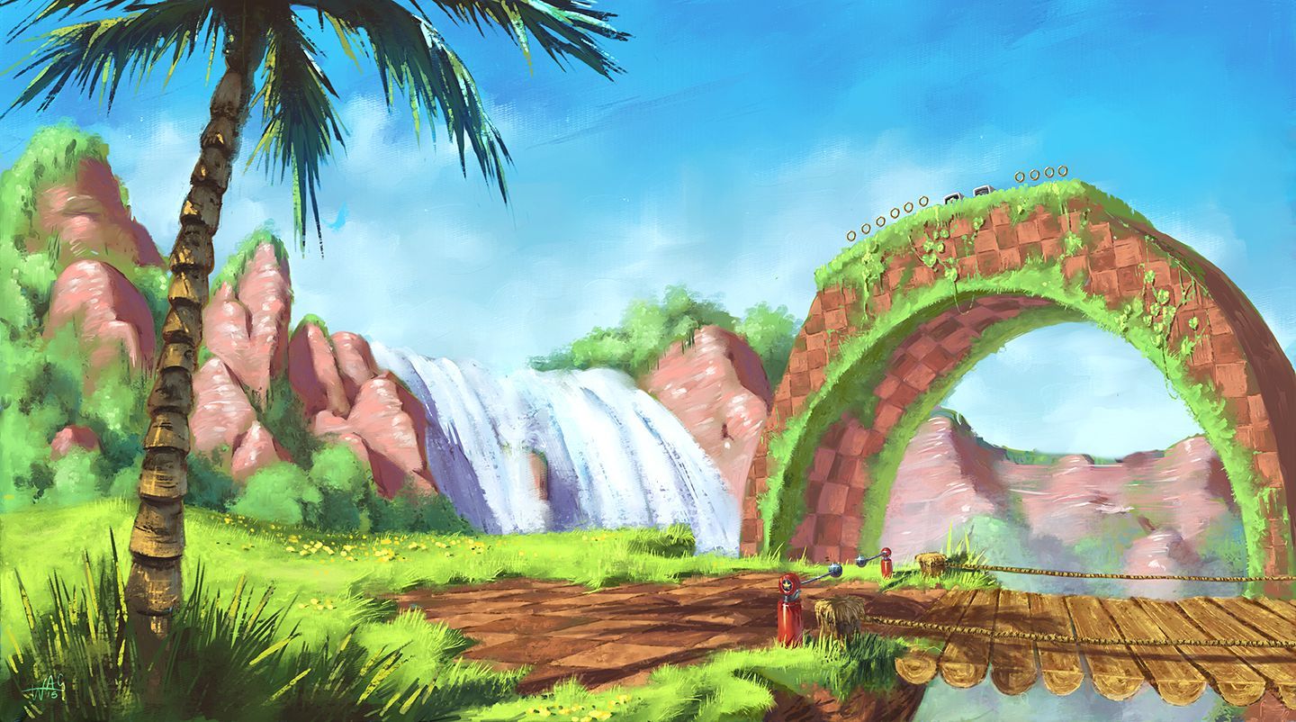 Green Hill Zone HD Backgrounds Free Download 