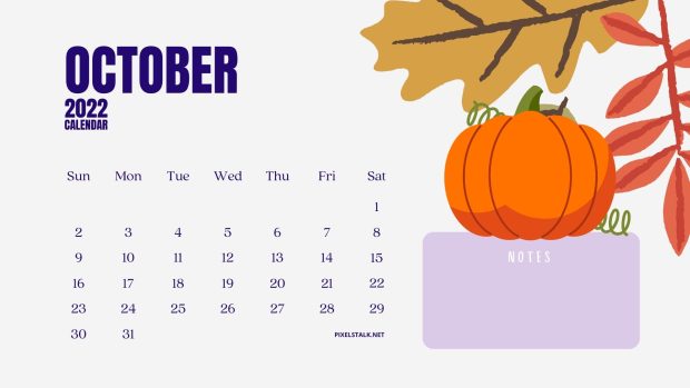 HD Background October 2022 Calendar.