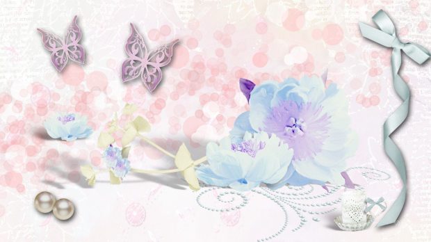 HD Backgrounds Cute Pastel Butterfly.
