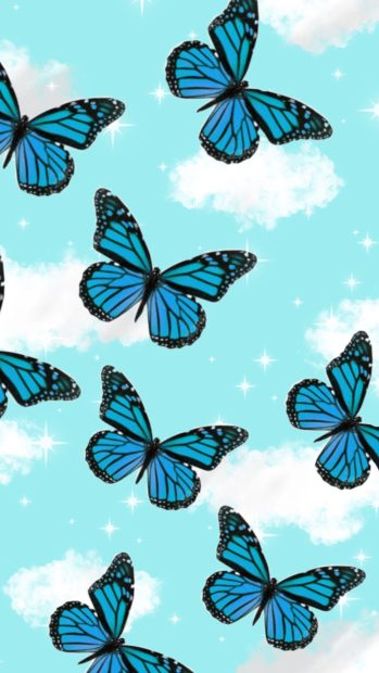 HD Wallpaper Aesthetic Blue Butterfly.