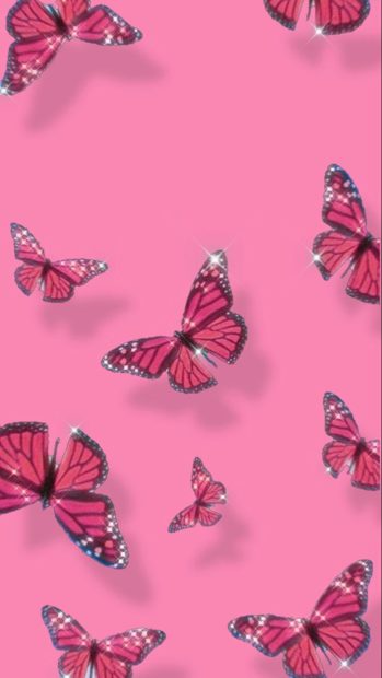 HD Wallpaper Pink Butterfly Aesthetic.