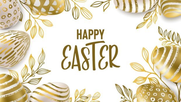 Happy Easter Wallpaper Golden Easter Eggs.