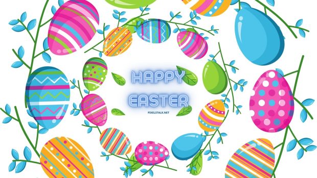 Happy Easter Wallpaper HD Circle Easter Eggs.
