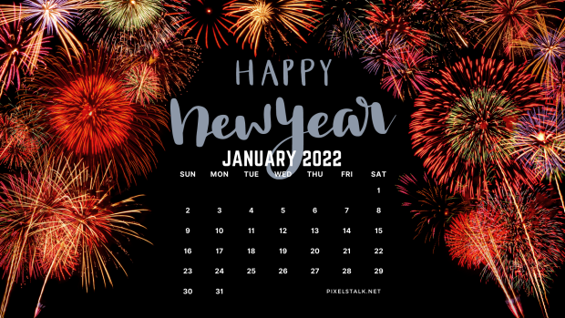 Happy New Year January 2022 Calendar wallpaper.