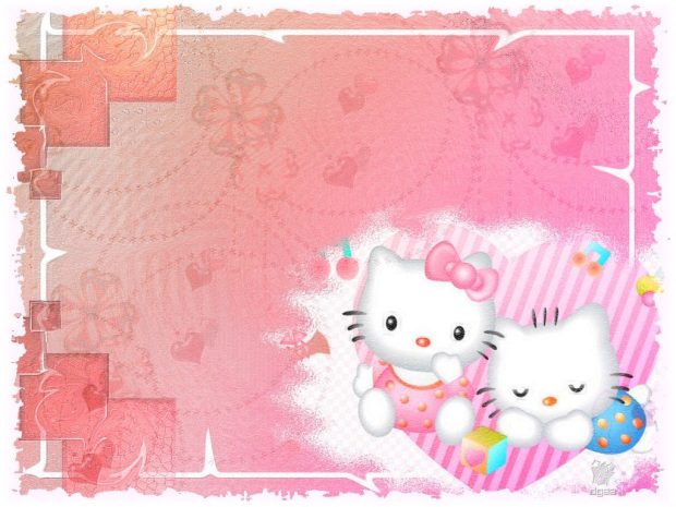 Hello Kitty Easter Bunny Art Background.