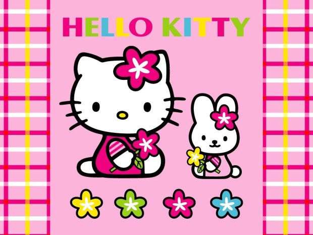 Hello Kitty Easter Bunny Background HD.