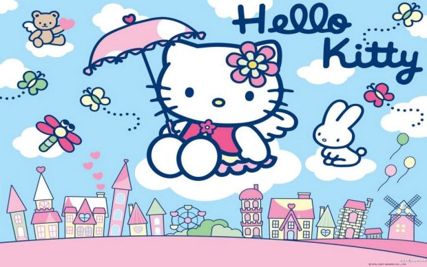 Hello Kitty Easter Bunny Desktop Image.