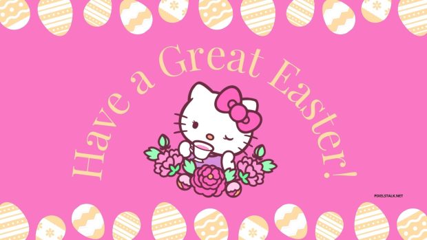 Hello Kitty Easter Bunny Wallpaper HD Free Download.