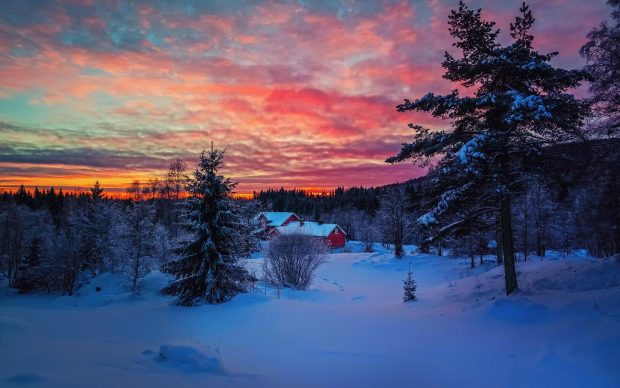 Hot Winter Sunset Background.