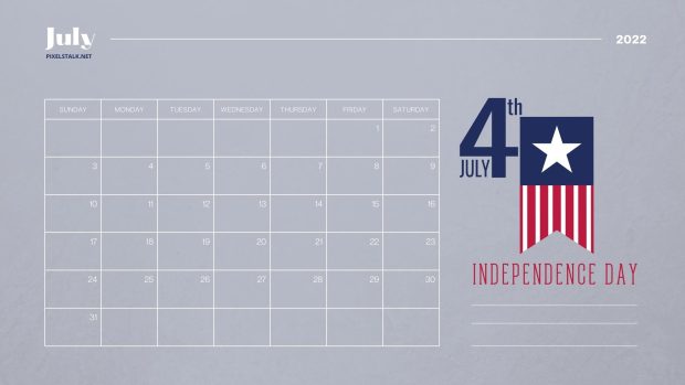 Independence Day July 2022 Calendar Wallpaper HD.