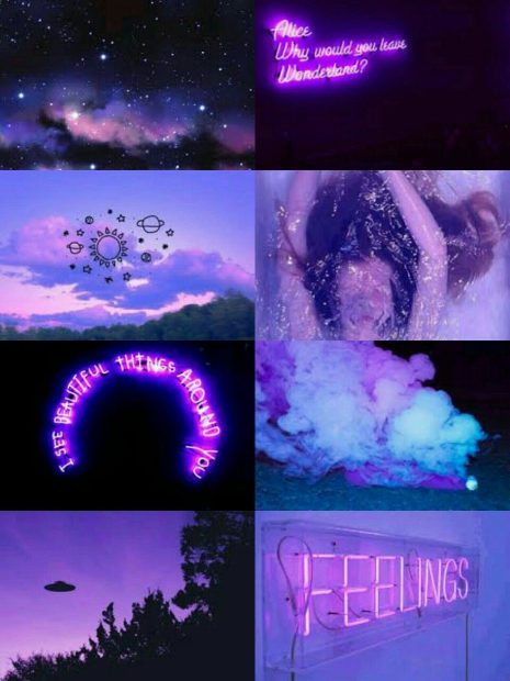 Iphone Purple Aesthetic Wallpaper Collage.