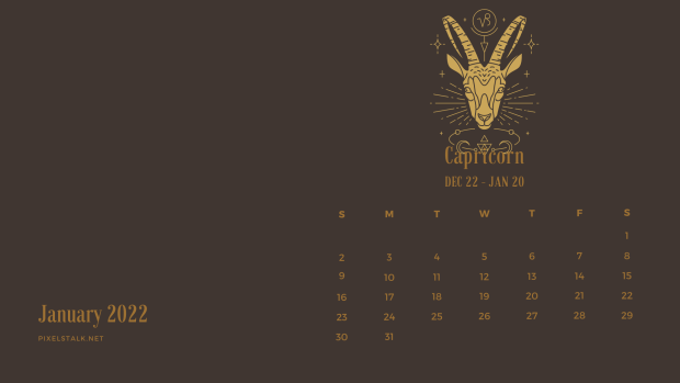 January 2022 Calendar Capricorn Backgrounds.