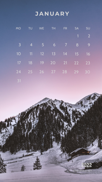 January Calendar 2022 iPhone Background.