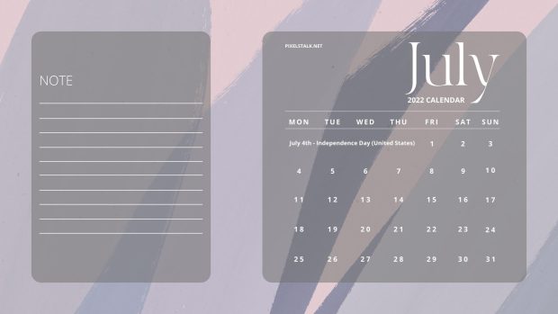 July 2022 Calendar Background Free Download.