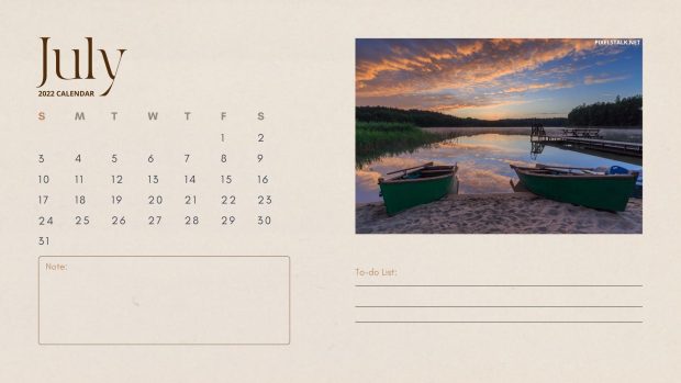 July 2022 Calendar HD Wallpaper.