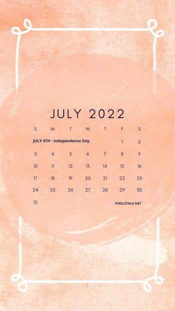 July 2022 Calendar iPhone Wallpaper High Resolution.