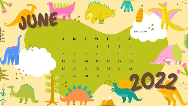 June 2022 Calendar Backgrounds Dinosaur.