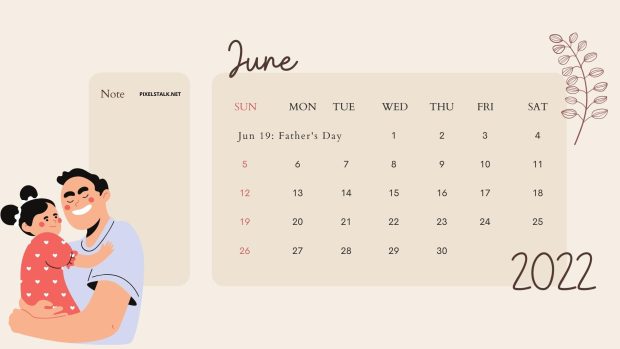 June 2022 Calendar Backgrounds Fathers Day.