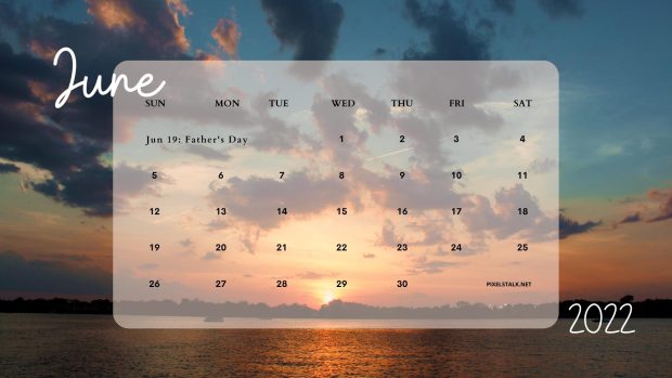 June 2022 Calendar Backgrounds Sunset.