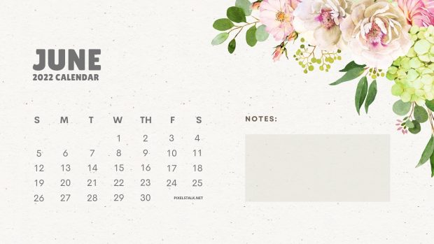 June 2022 Calendar Wallpaper Beautiful Flower.