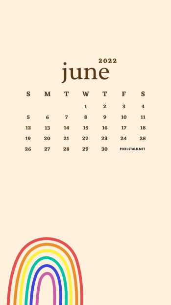 June 2022 Calendar Wallpaper Minimalist iPhone.