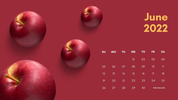 June 2022 Calendar Wallpaper Red Color.