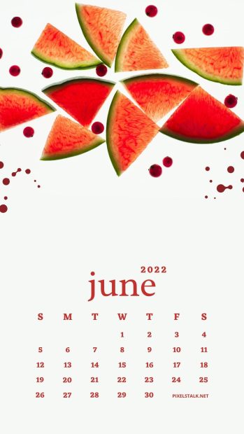 June 2022 Calendar Wallpaper Watermelon.