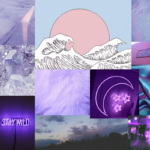 Laptop Aesthetic Wallpaper Blue Collage.
