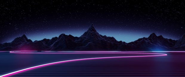 Laptop Synthwave Wallpaper HD.