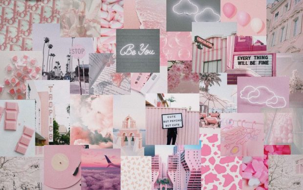 Light Pink Aesthetic Wallpaper Collage.