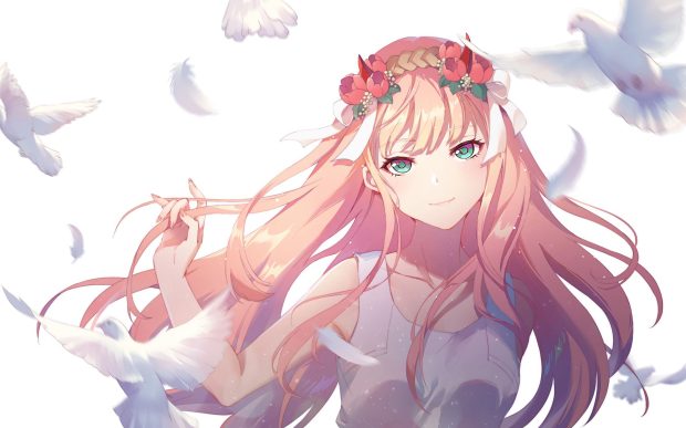 Lovely Zero Two Wallpaper HD.