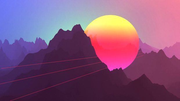 Macbook Wallpaper 4K Sun Retro.