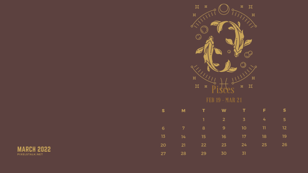 March 2022 Calendar Desktop Wallpaper HD Background.
