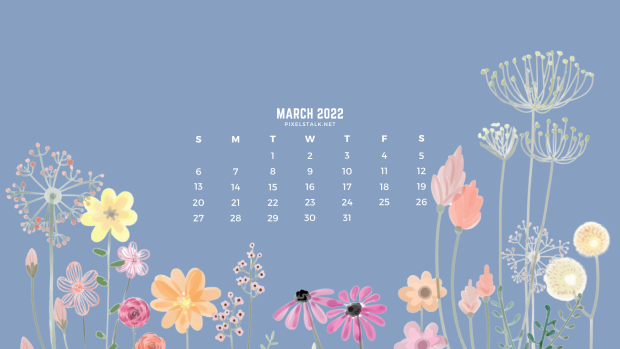 March 2022 Calendar Flower Wallpaper.